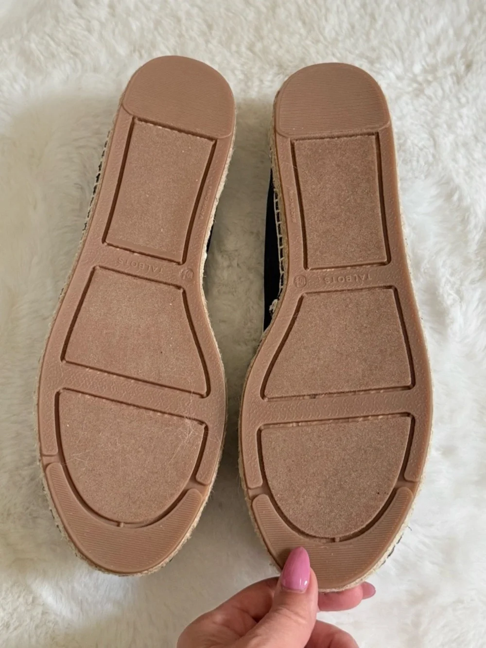 TALBOTS NIB 10 1/2 Izzy Chain Canvas Espadrille Flats in Indigo Blue / White NWT